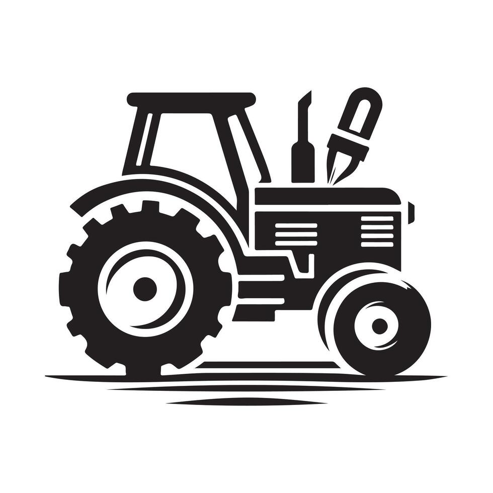 Stylish Farm Tractor Black Silhouette for Posters and Banners vector
