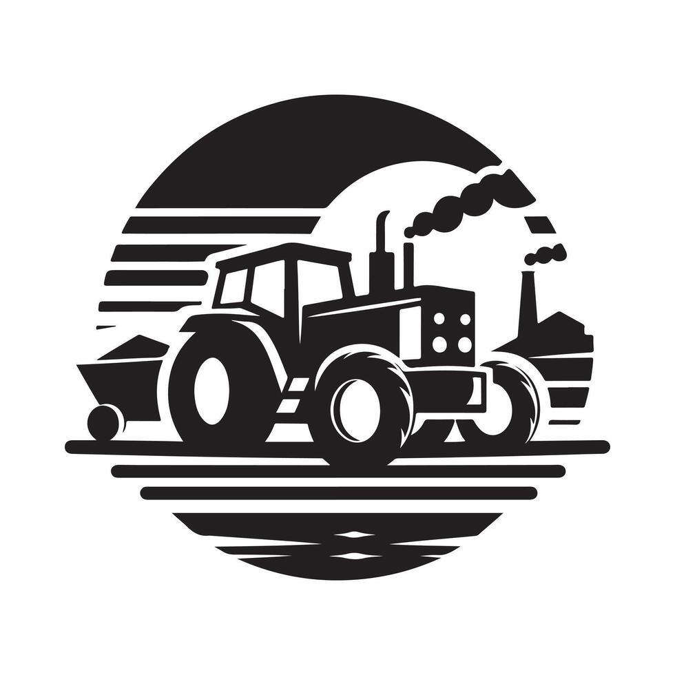 Simple Farm Tractor Black for Professional Projects vector