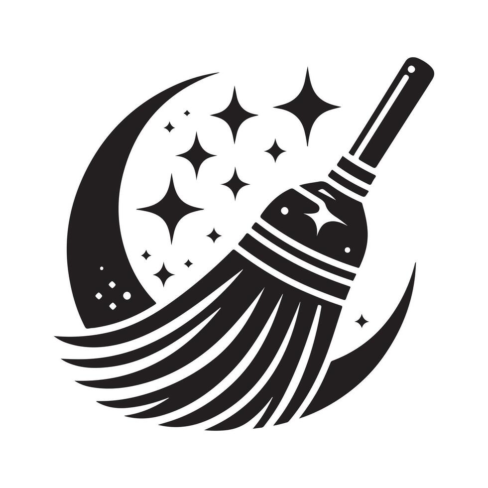 Artistic Broom Black Silhouette for Graphics vector