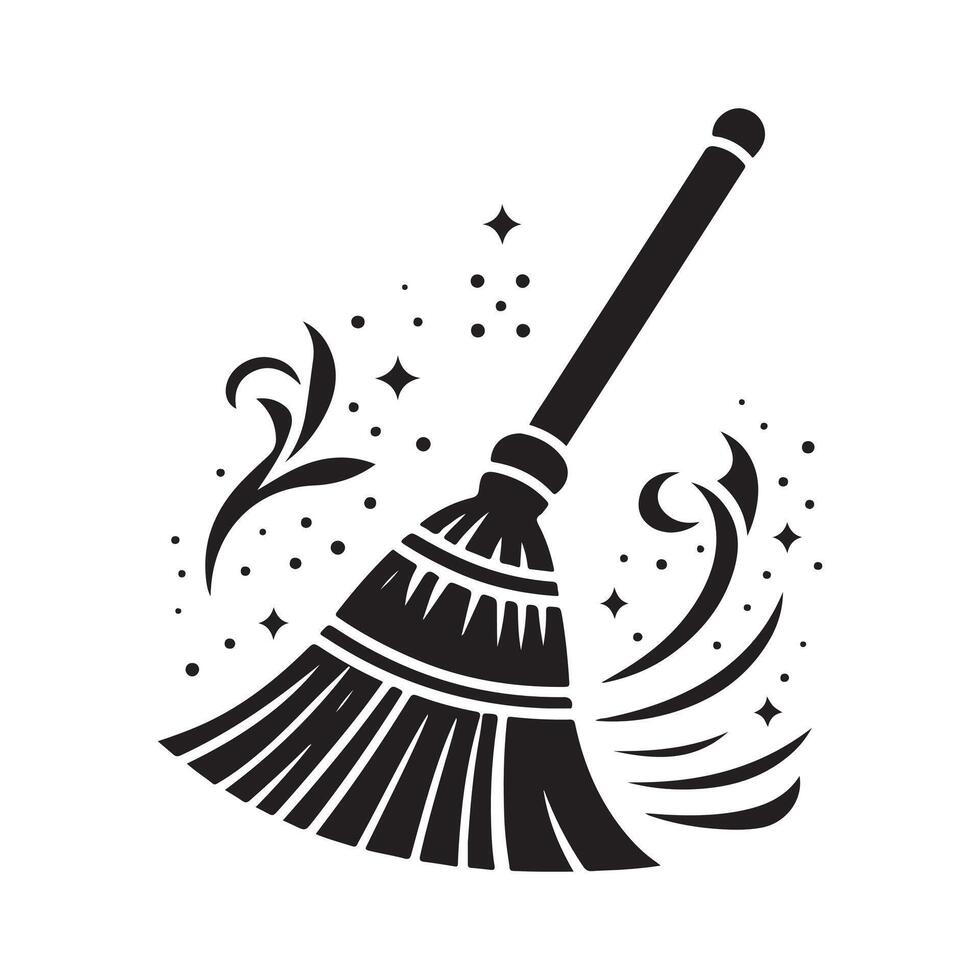 Clean Broom Art for Digital and Print Projects vector