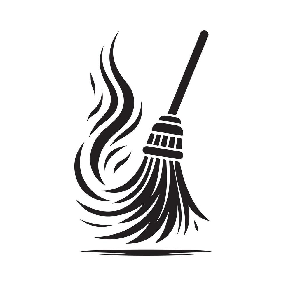 Broom Black for Creative Illustration Work vector