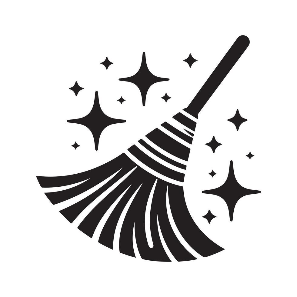Simple Broom Black Silhouette for Web Use vector