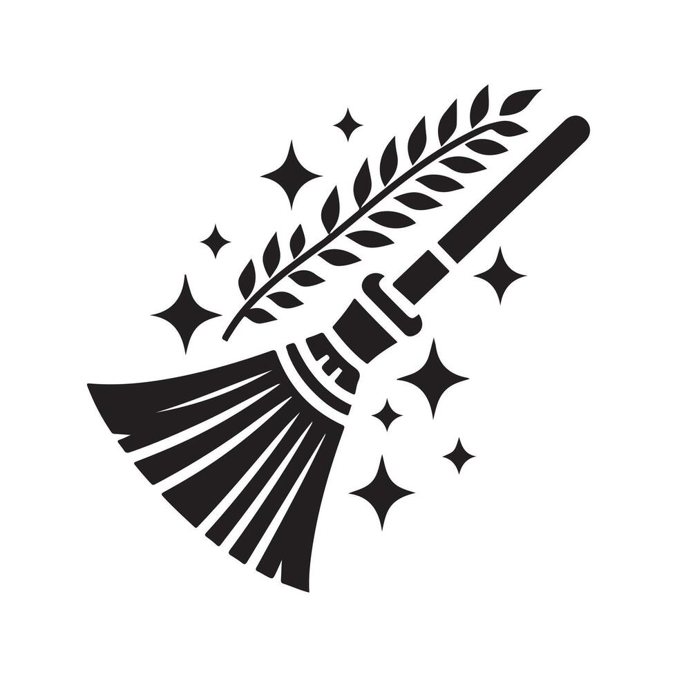High Resolution Broom Black Silhouette vector
