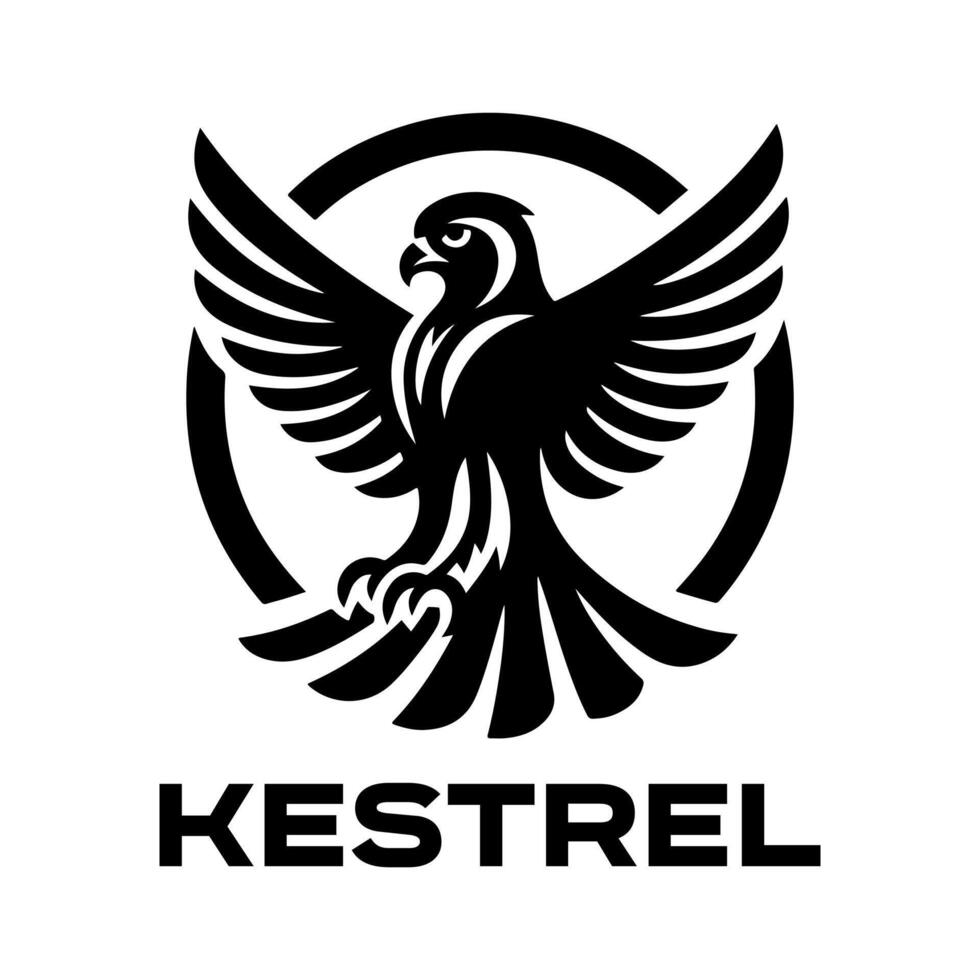 Bold Kestrel Black Silhouette for Designs vector