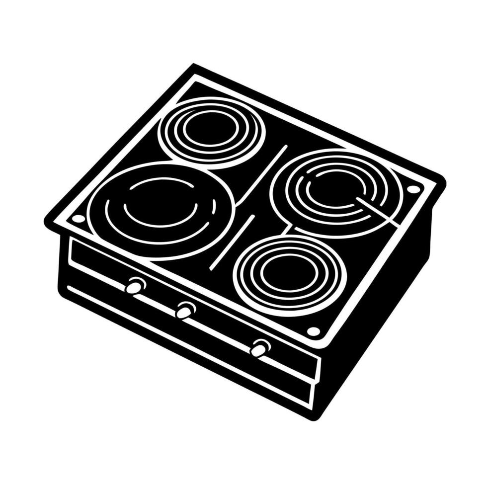 Black Kitchen Stove Icon Style vector
