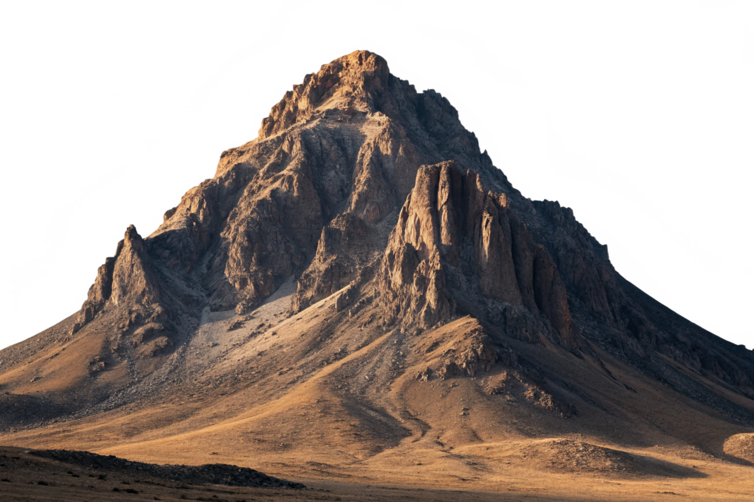 Majestic Mountain Peak in a Desert Landscape A Stunning View of Rugged Terrain and Golden Hues png