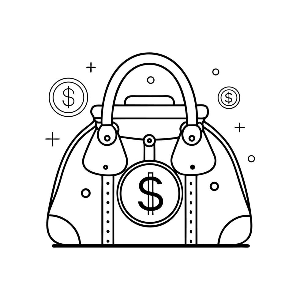 Purse Line Art Isolated on White vector