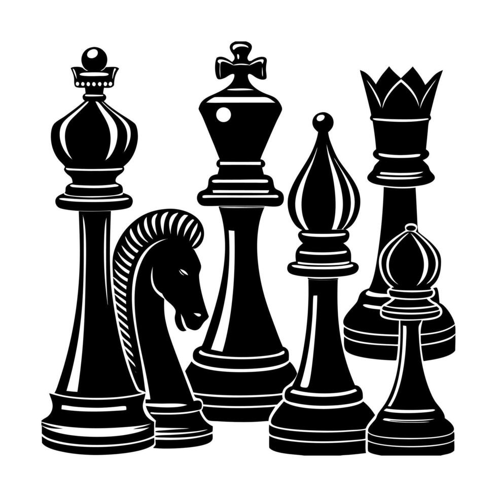 Minimalist Chess Pieces Black vector
