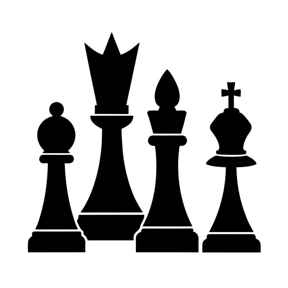 Black of Chess Game Pieces vector