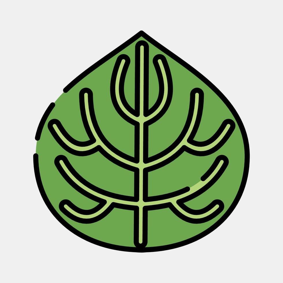 Icon anthurium. Plant leaves elements. Icon in filled line style. vector
