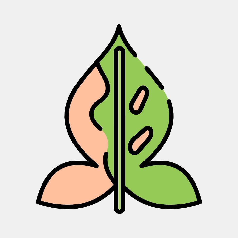 Icon syngonium. Plant leaves elements. Icon in filled line style. vector