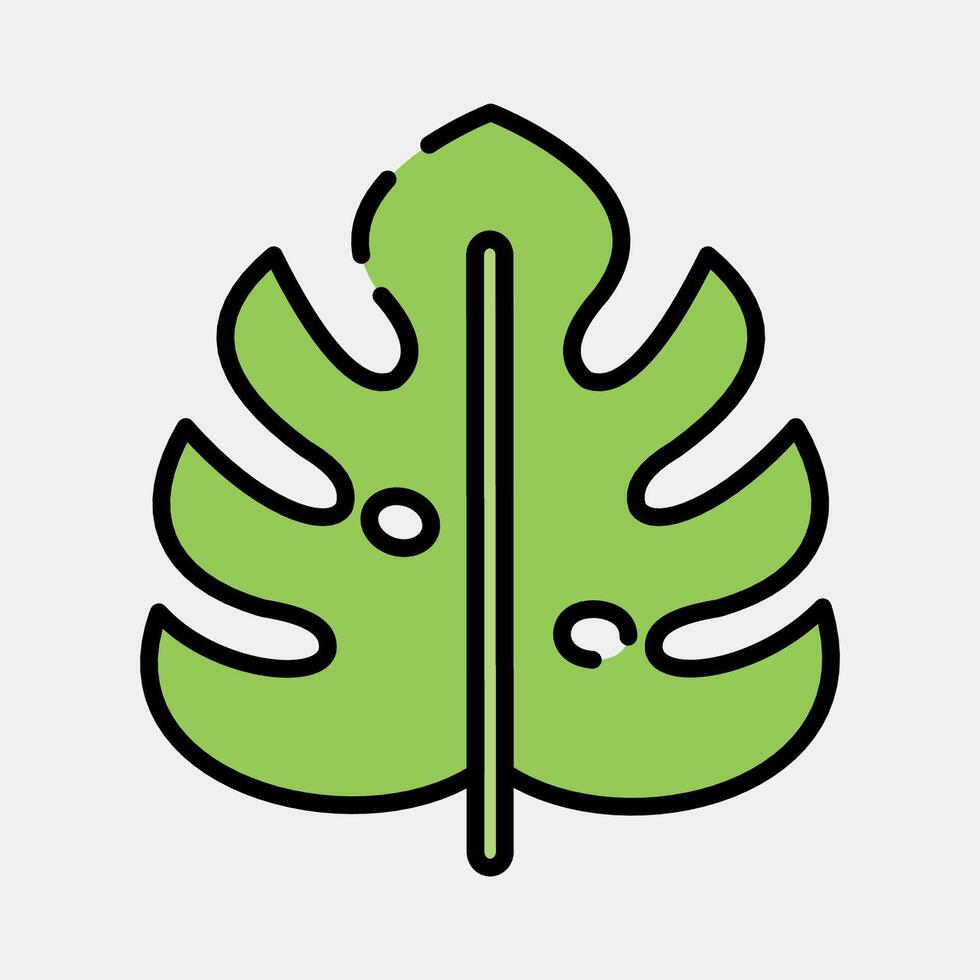 Icon monstera. Plant leaves elements. Icon in filled line style. vector