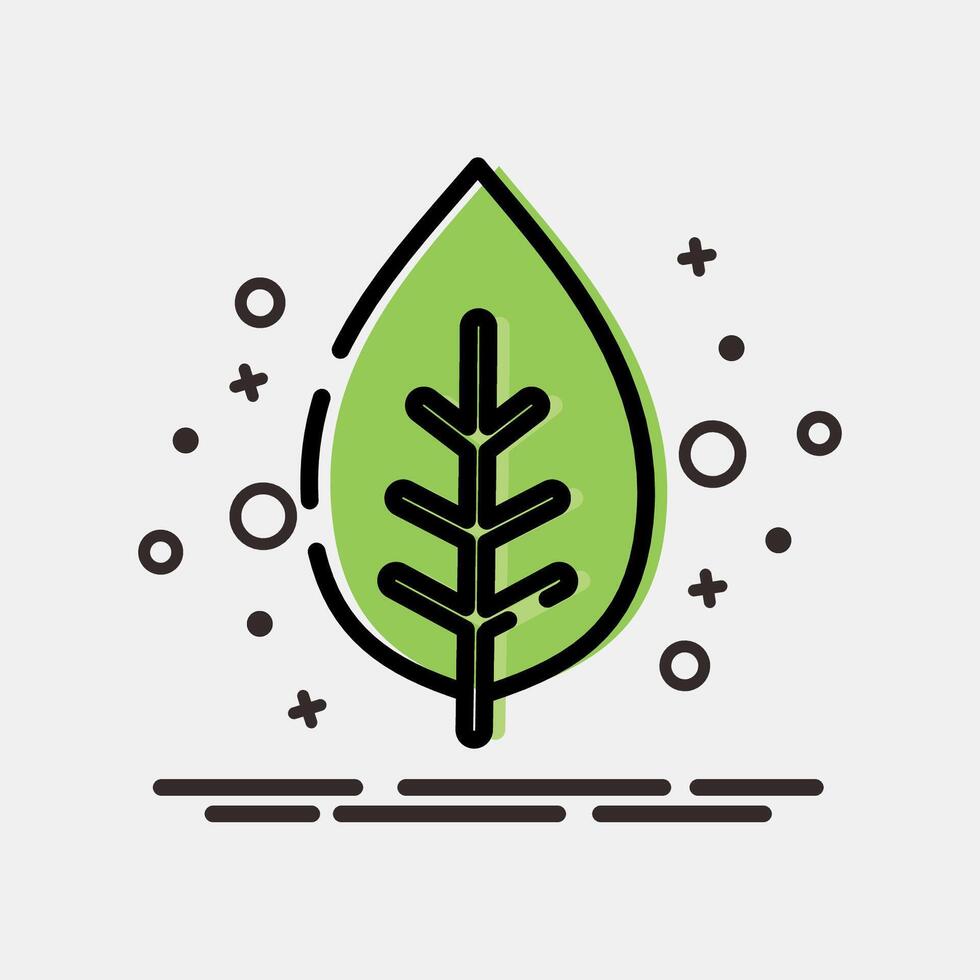 Icon tea. Plant leaves elements. Icon in MBE style. vector