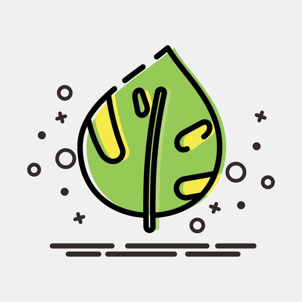 Icon epipremnum. Plant leaves elements. Icon in MBE style. vector
