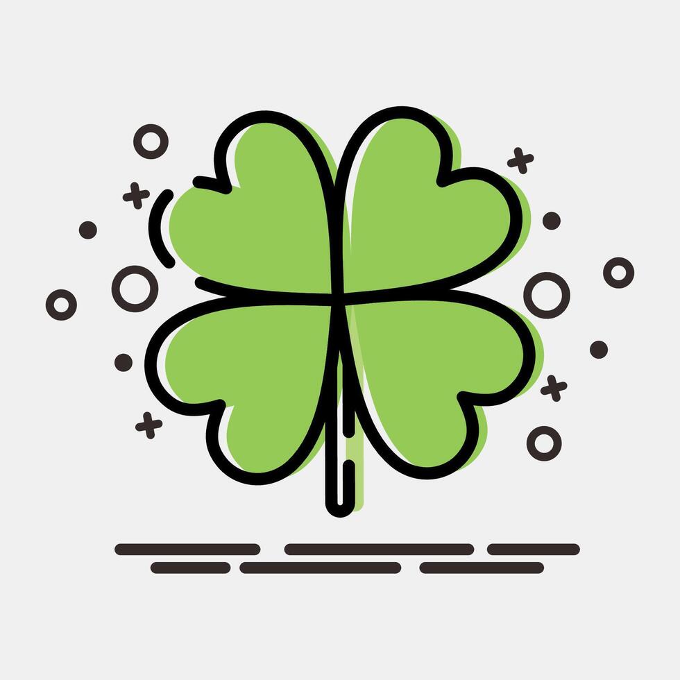 Icon clover. Plant leaves elements. Icon in MBE style. vector