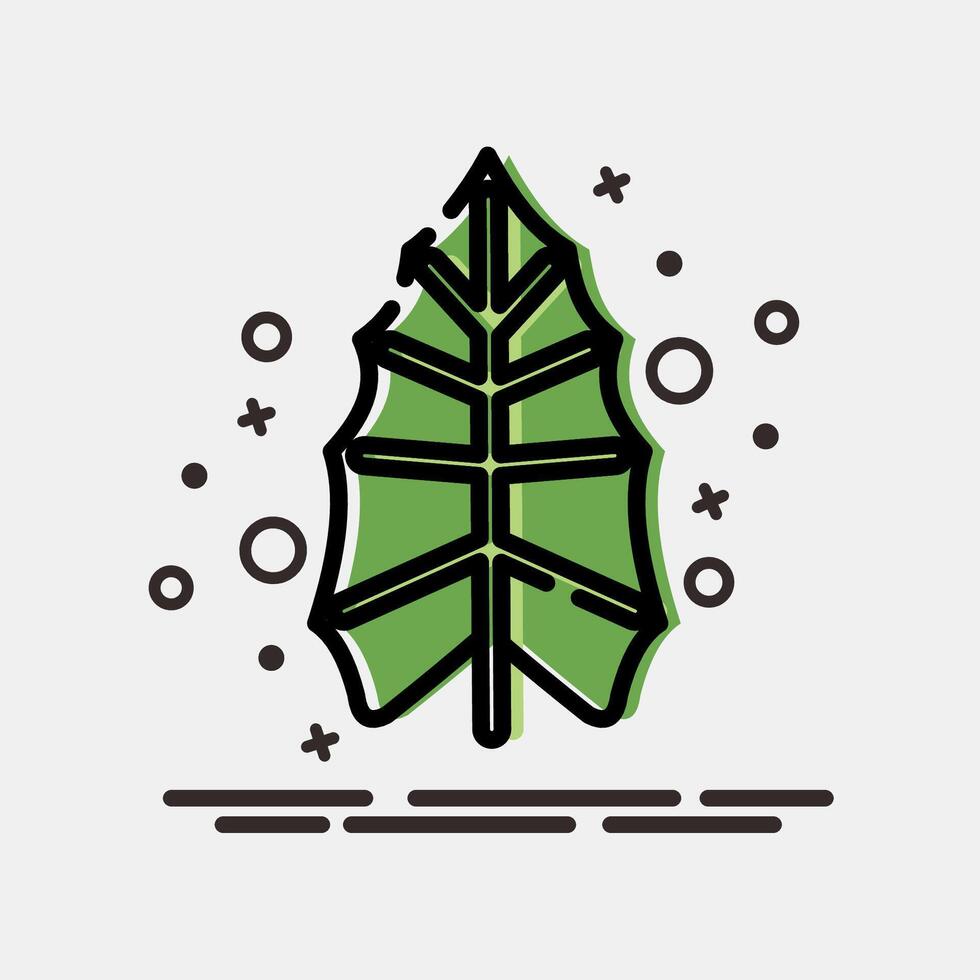 Icon alocasia. Plant leaves elements. Icon in MBE style. vector