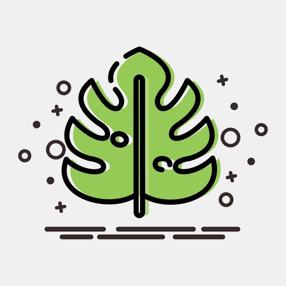 Icon monstera. Plant leaves elements. Icon in MBE style. vector