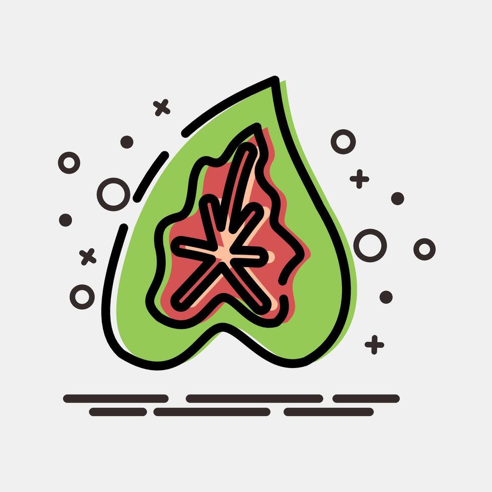 Icon caladium. Plant leaves elements. Icon in MBE style. vector