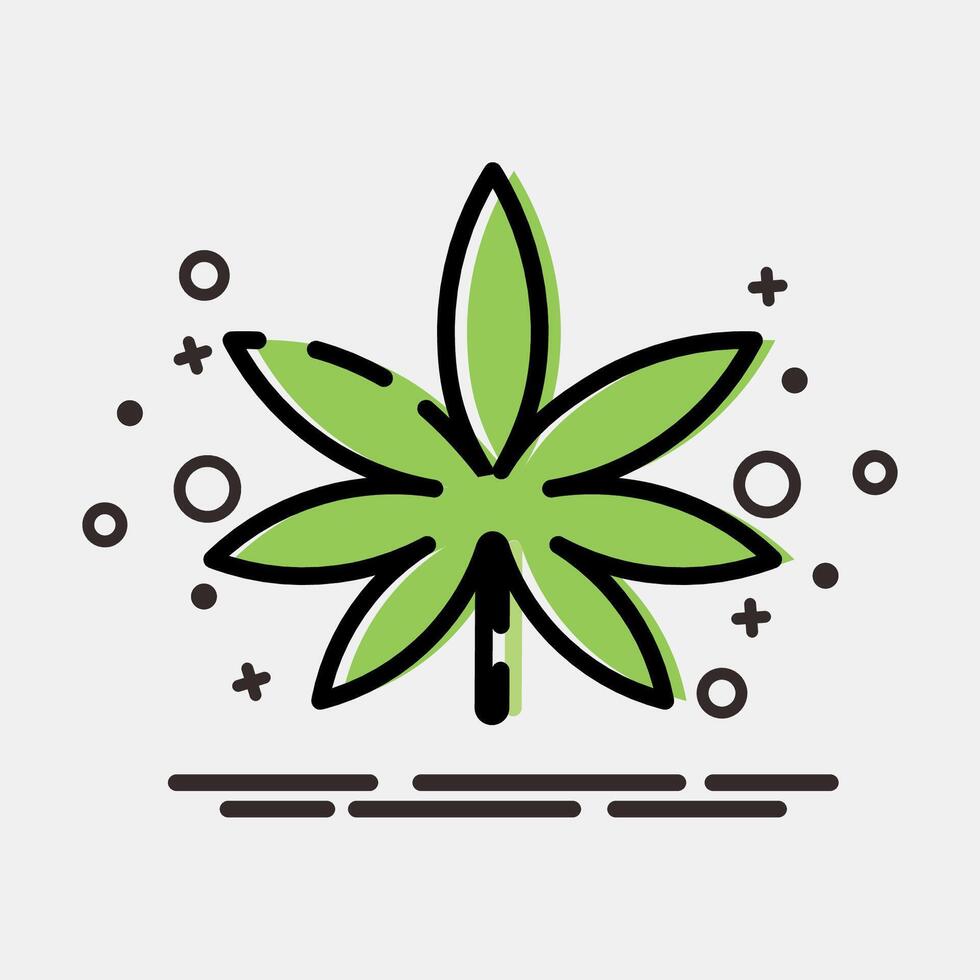 Icon cannabis. Plant leaves elements. Icon in MBE style. vector