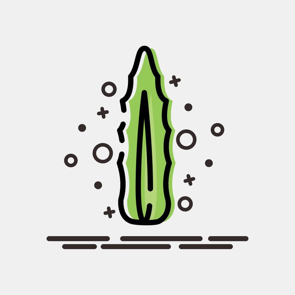 Icon aloe vera. Plant leaves elements. Icon in MBE style. vector