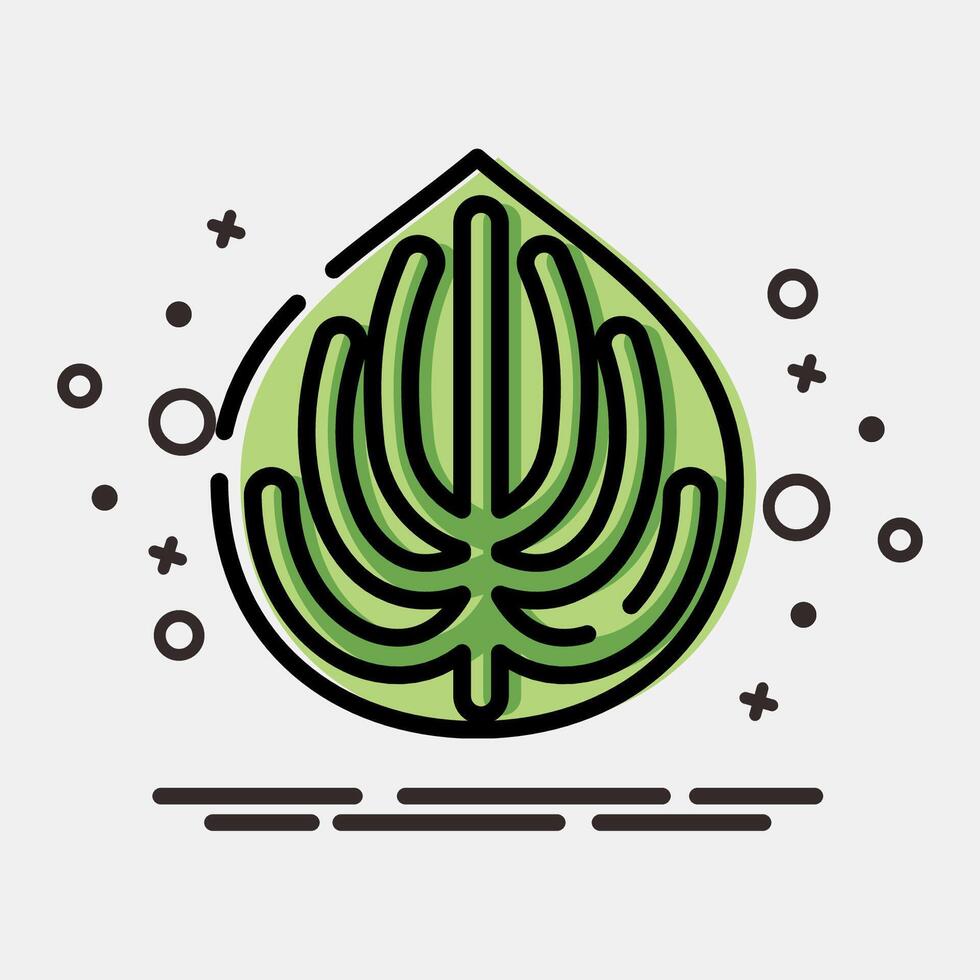 Icon peperomia. Plant leaves elements. Icon in MBE style. vector