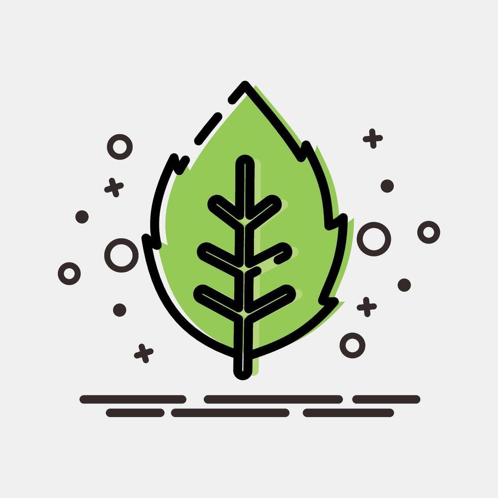 Icon mint. Plant leaves elements. Icon in MBE style. vector