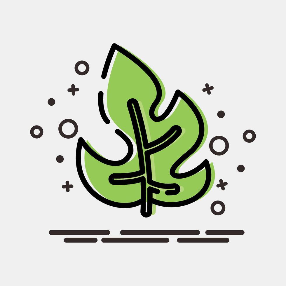 Icon rhaphidophora. Plant leaves elements. Icon in MBE style. vector