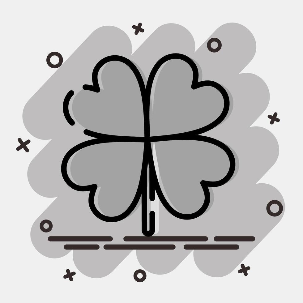 Icon clover. Plant leaves elements. Icon in comic style. vector