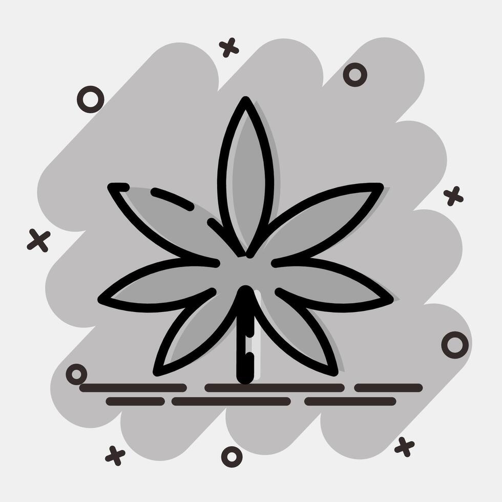 Icon cannabis. Plant leaves elements. Icon in comic style. vector