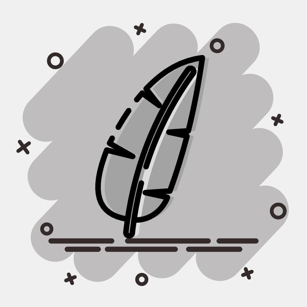 Icon banana. Plant leaves elements. Icon in comic style. vector