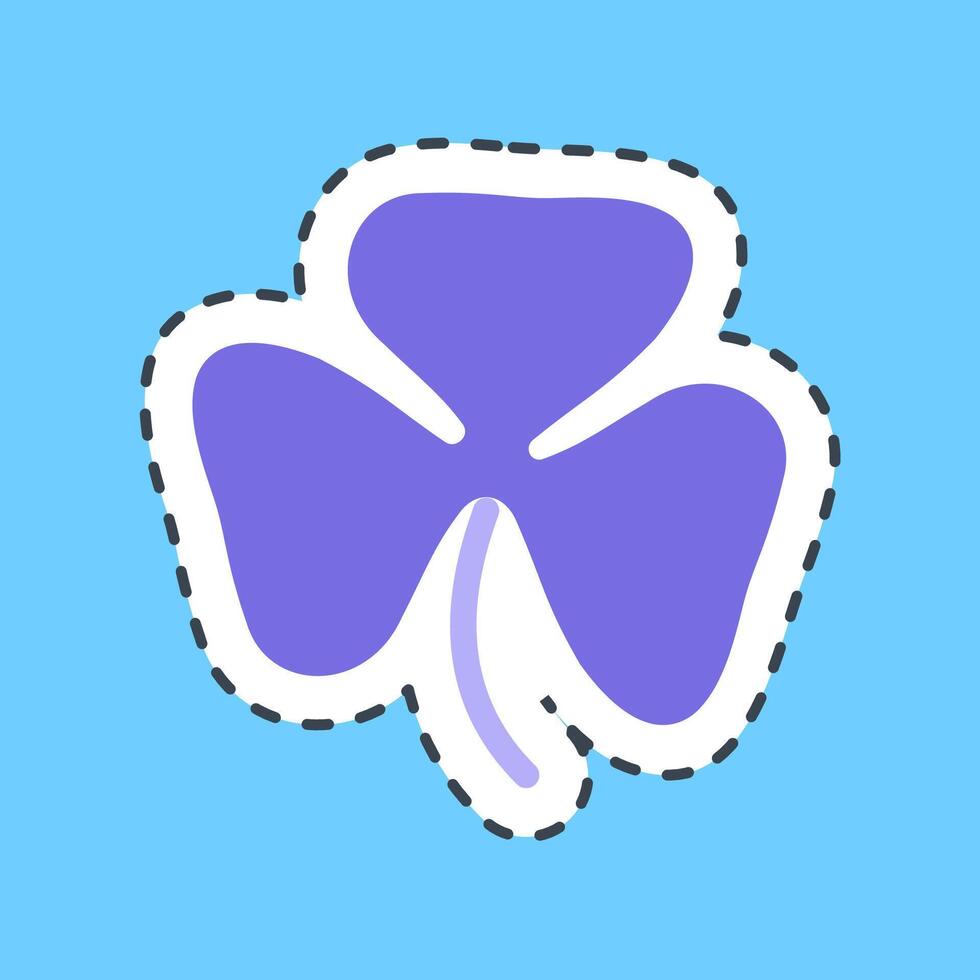 Cutting line sticker oxalis. Plant leaves elements. vector