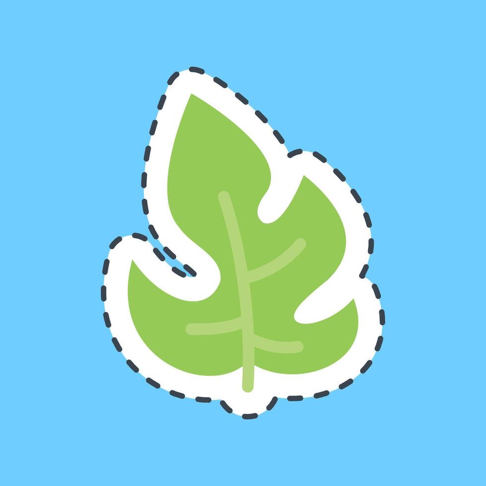 Cutting line sticker rhaphidophora. Plant leaves elements. vector