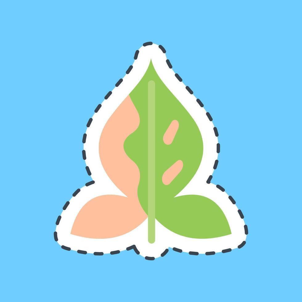 Cutting line sticker syngonium. Plant leaves elements. vector