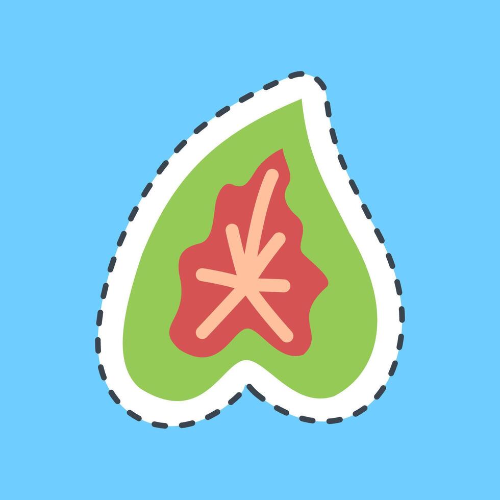 Cutting line sticker caladium. Plant leaves elements. vector