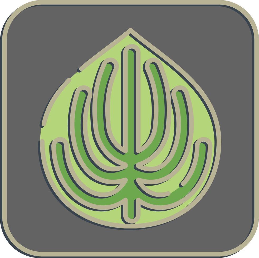 Icon peperomia. Plant leaves elements. Icon in embossed style. vector