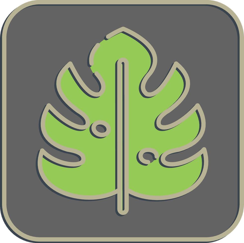 Icon monstera. Plant leaves elements. Icon in embossed style. vector