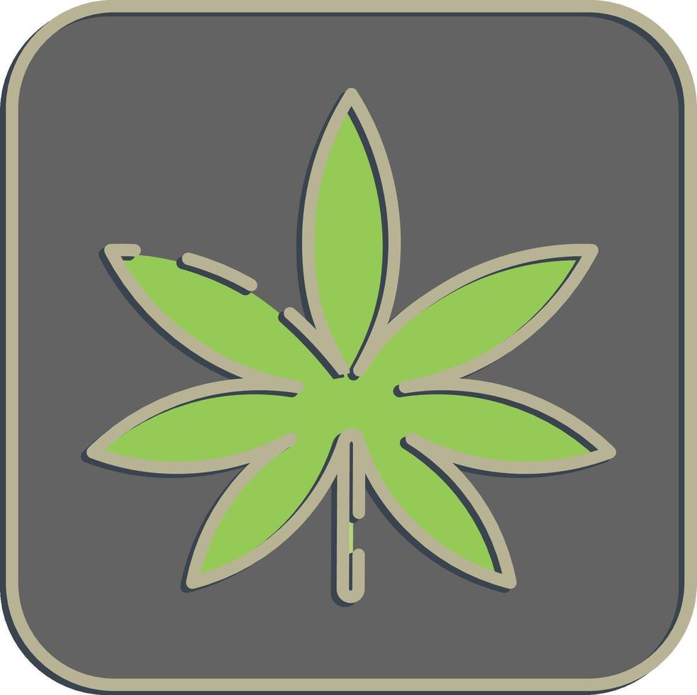 Icon cannabis. Plant leaves elements. Icon in embossed style. vector