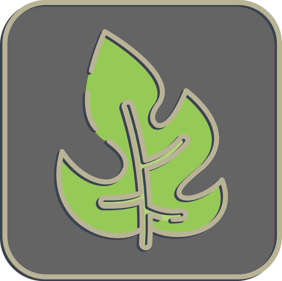 Icon rhaphidophora. Plant leaves elements. Icon in embossed style. vector