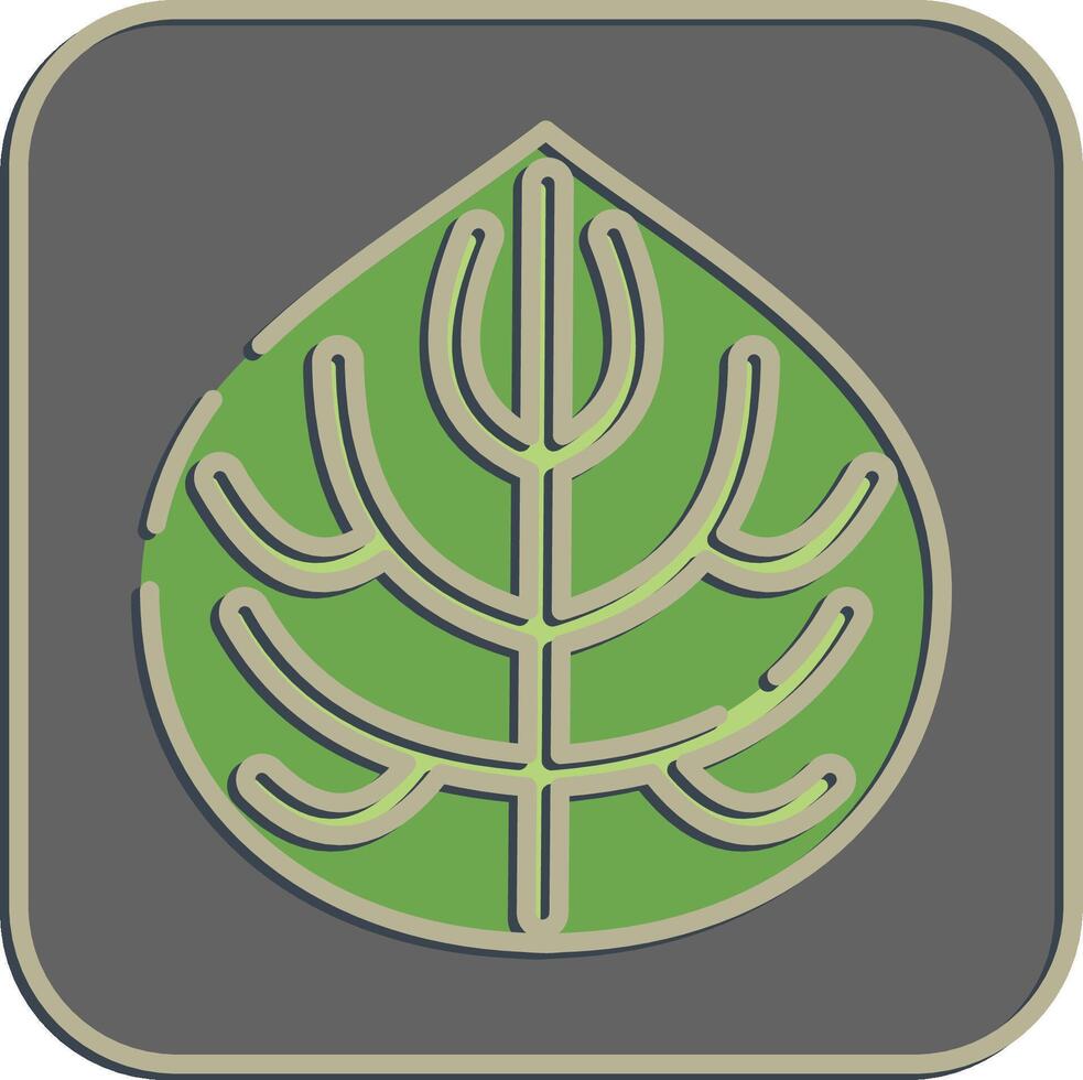 Icon anthurium. Plant leaves elements. Icon in embossed style. vector