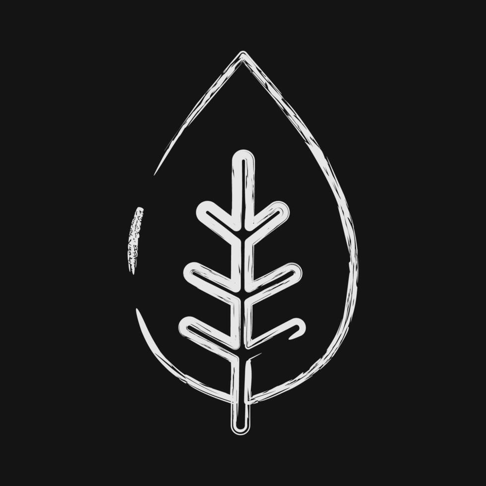 Icon tea. Plant leaves elements. Icon in chalk style. vector