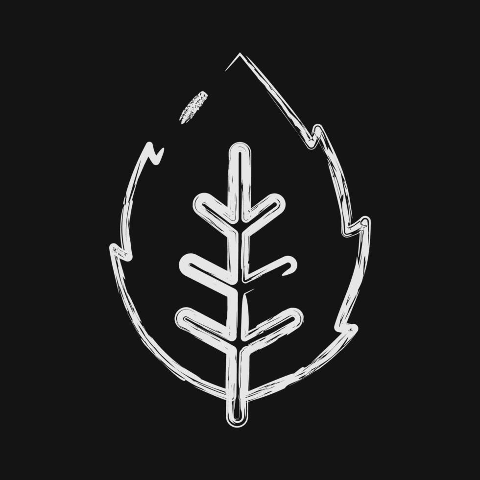 Icon mint. Plant leaves elements. Icon in chalk style. vector