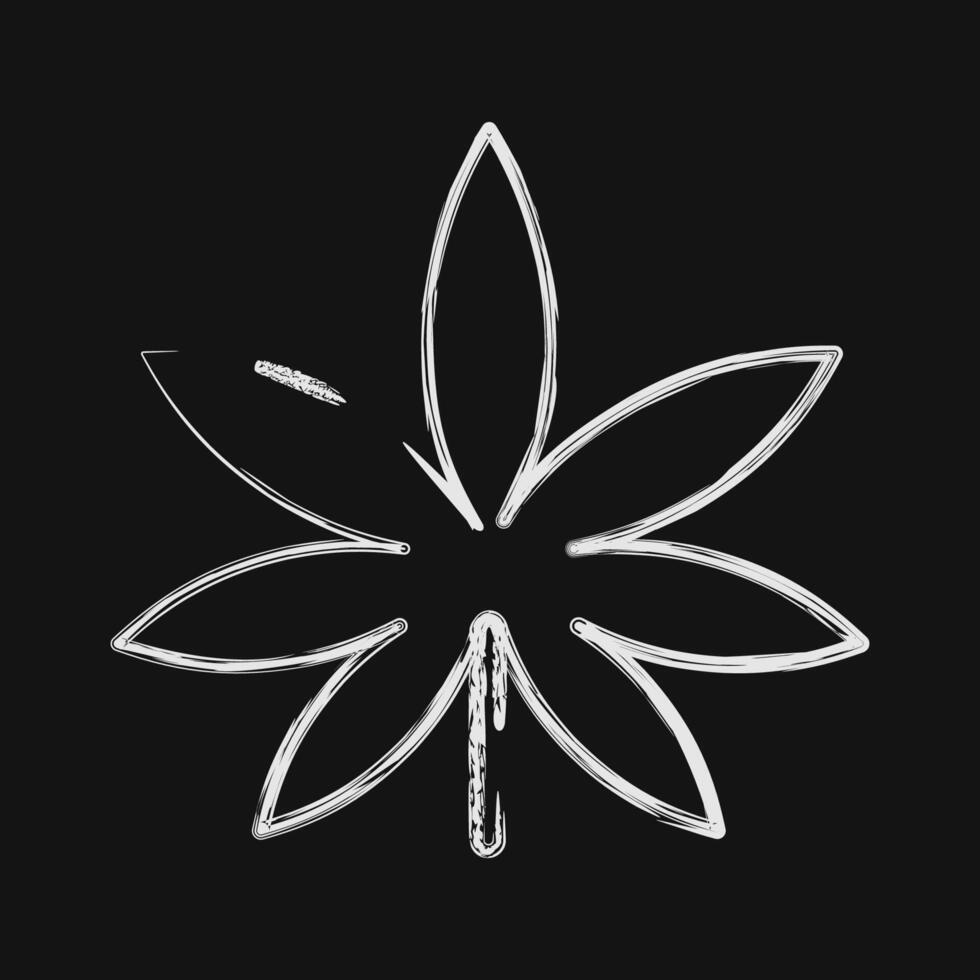 Icon cannabis. Plant leaves elements. Icon in chalk style. vector
