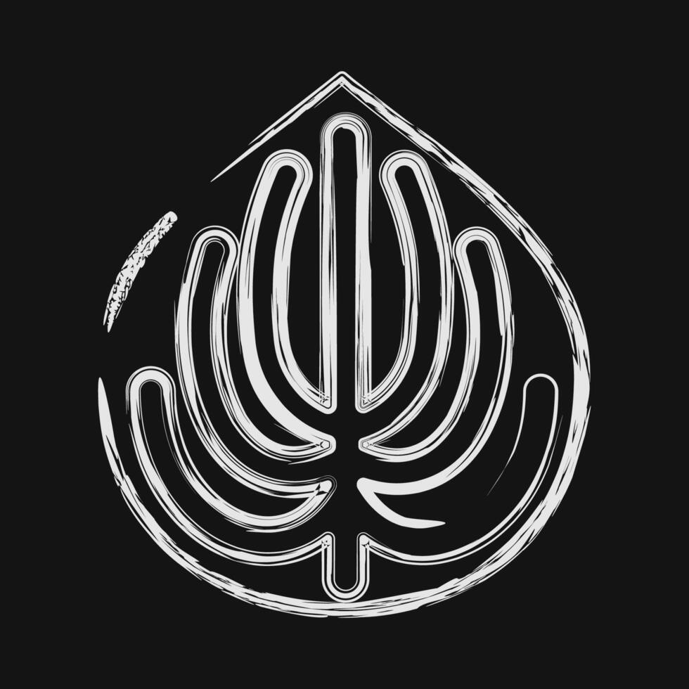 Icon peperomia. Plant leaves elements. Icon in chalk style. vector