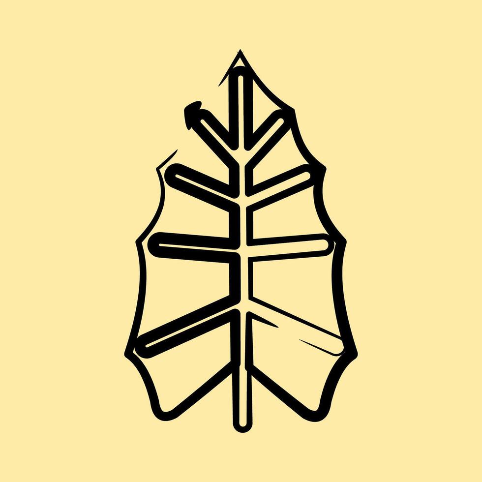 Icon alocasia. Plant leaves elements. Icon in hand drawn style. vector