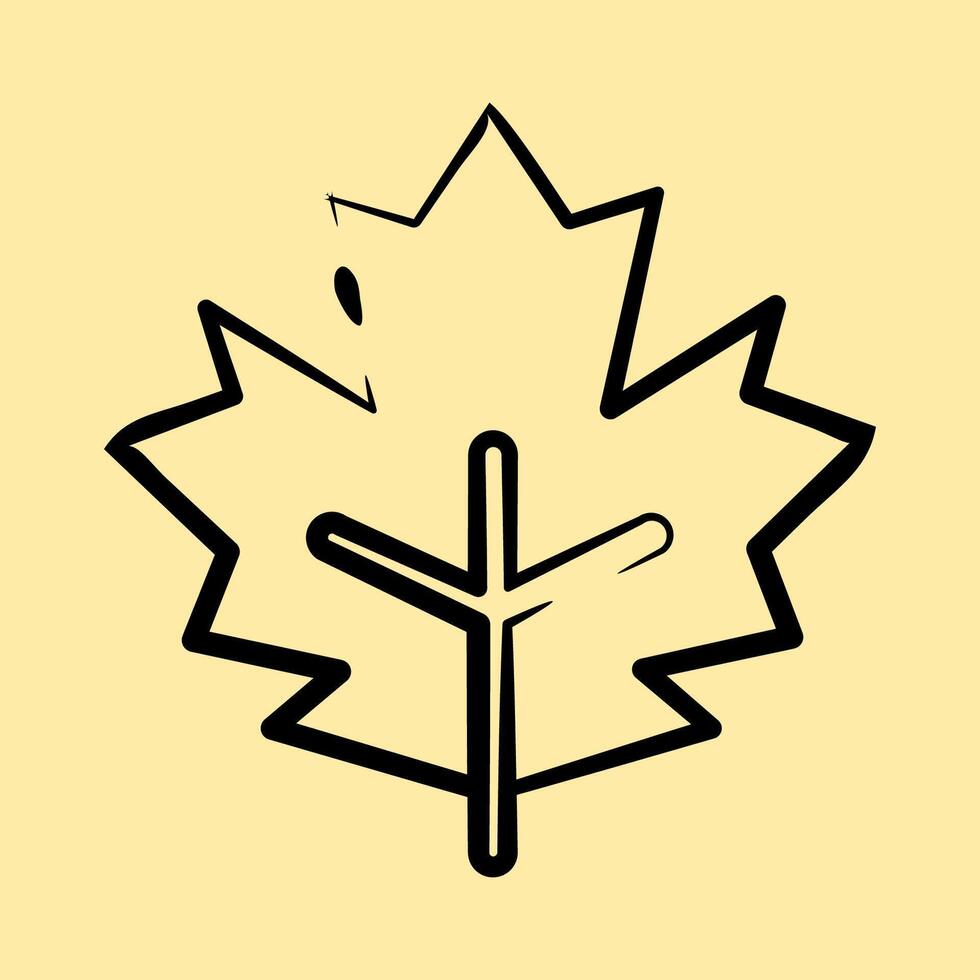Icon maple. Plant leaves elements. Icon in hand drawn style. vector