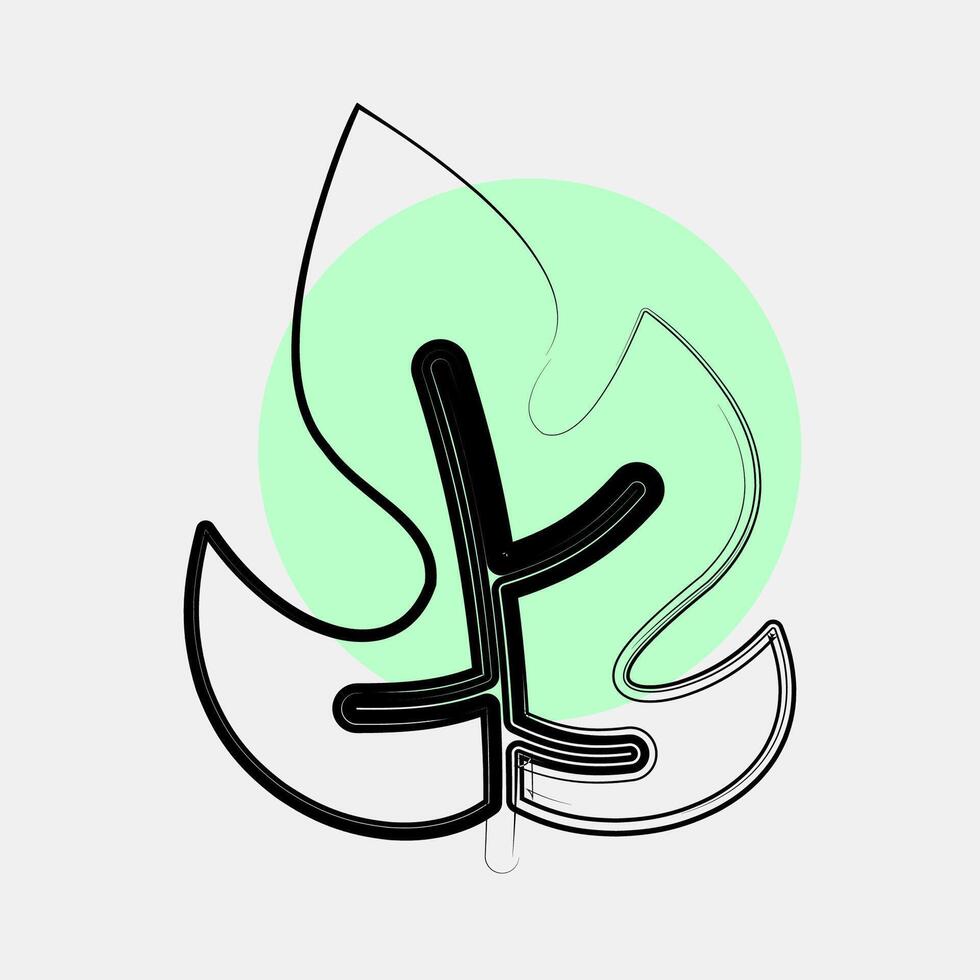 Icon rhaphidophora. Plant leaves elements. Icon in color spot style. vector