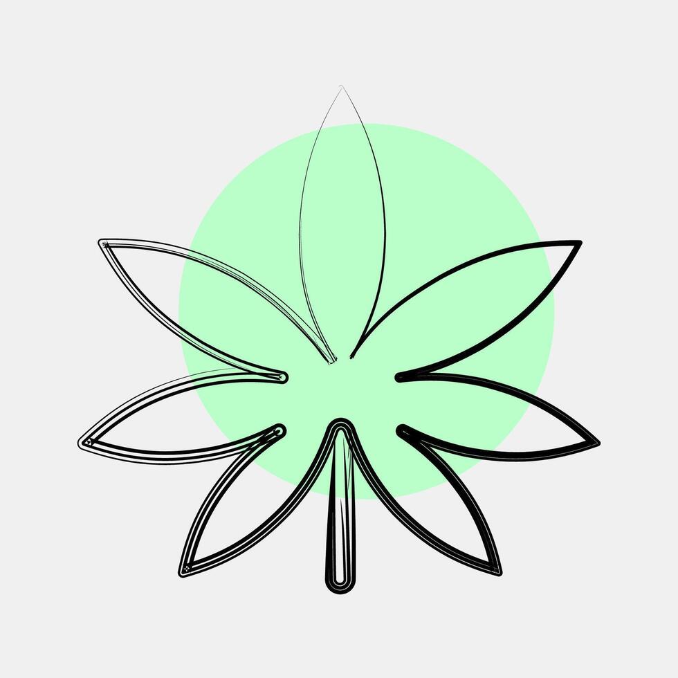 Icon cannabis. Plant leaves elements. Icon in color spot style. vector