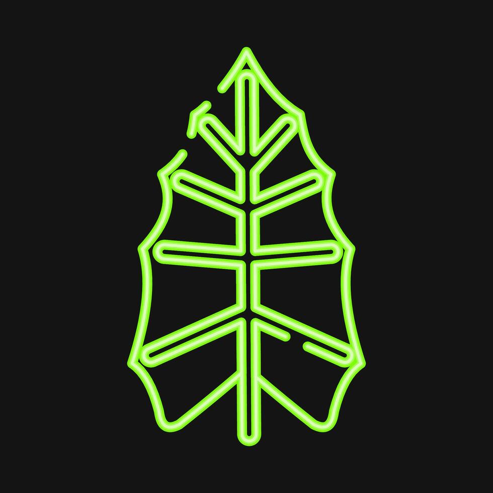 Icon alocasia. Plant leaves elements. Icon in neon style. vector