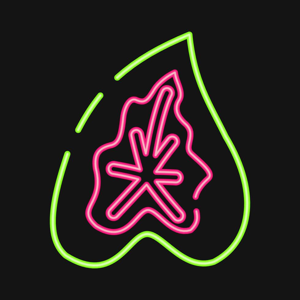 Icon caladium. Plant leaves elements. Icon in neon style. vector