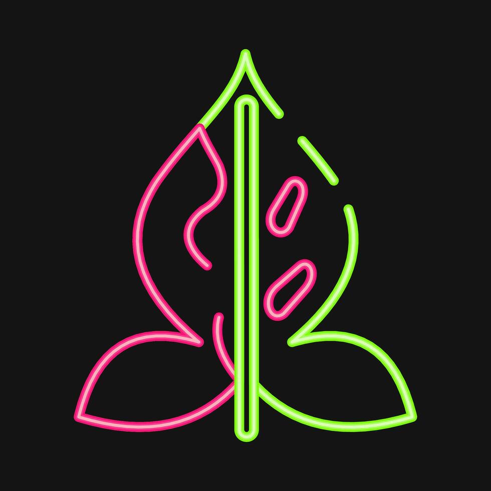 Icon syngonium. Plant leaves elements. Icon in neon style. vector